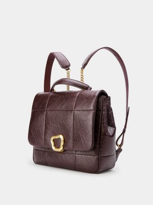 Mochila Songmont Chocolate Medium Feminino Vermelhas Marrom | UXF7543WS