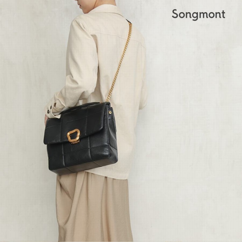 Bolsas Songmont Chocolate Large Feminino Pretas | GCU5472SZ